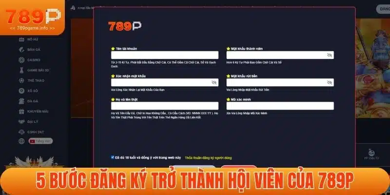5 bước đăng ký trở thành hội viên của 789P